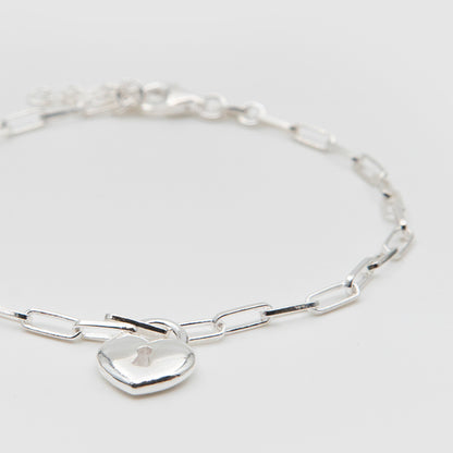 925 Silver Heart Padlock Bracelet