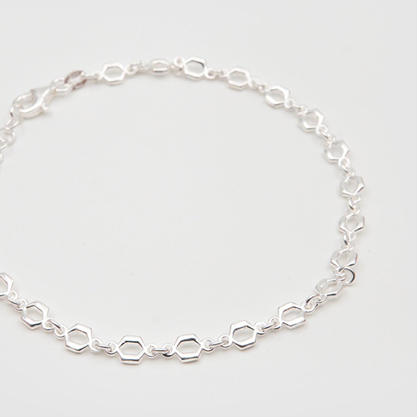 925 Silver Hexagon Link Bracelet