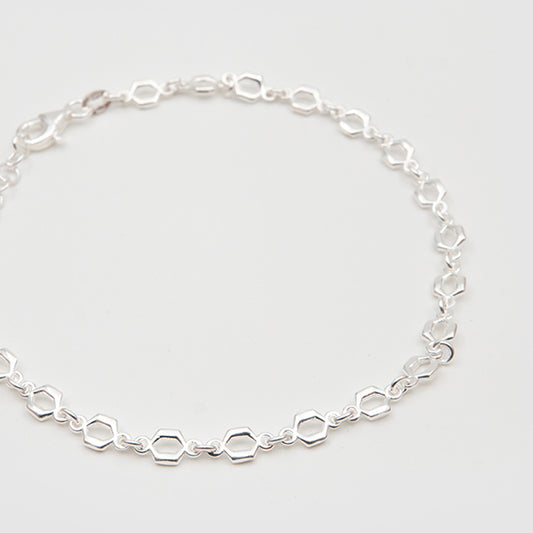 925 Silver Hexagon Link Bracelet