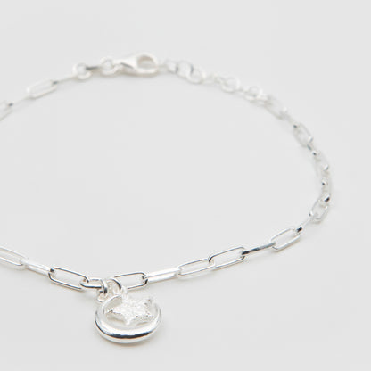 925 Silver Moon &amp; Stars Bracelet