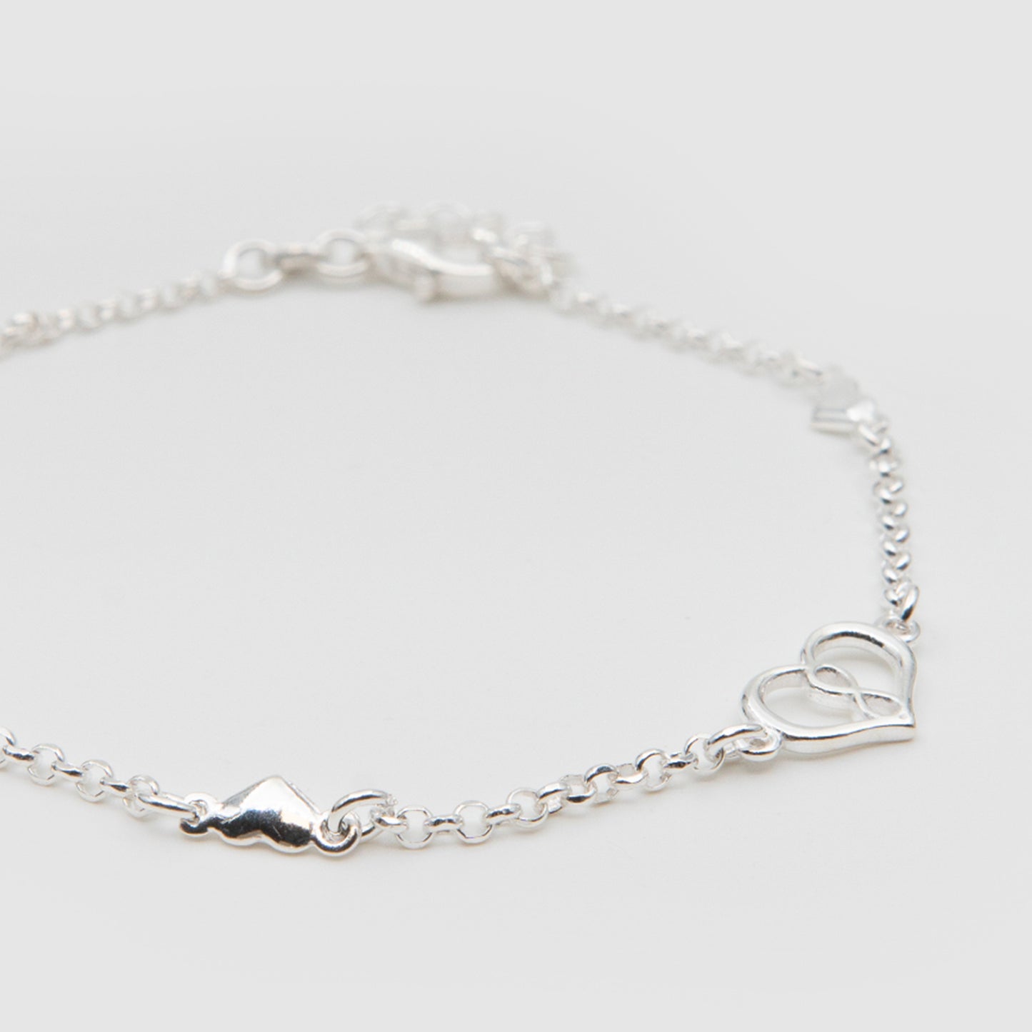 925 Silver Hearts &amp; Infinity Links Bracelet