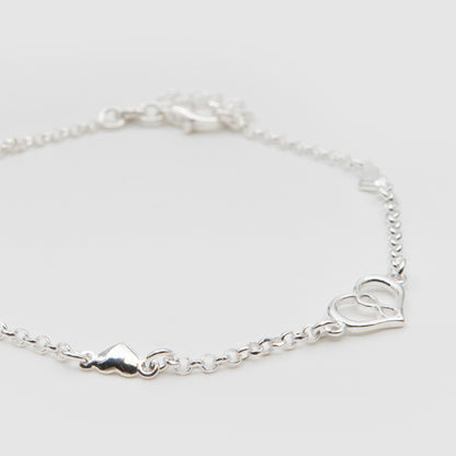 925 Silver Hearts &amp; Infinity Links Bracelet