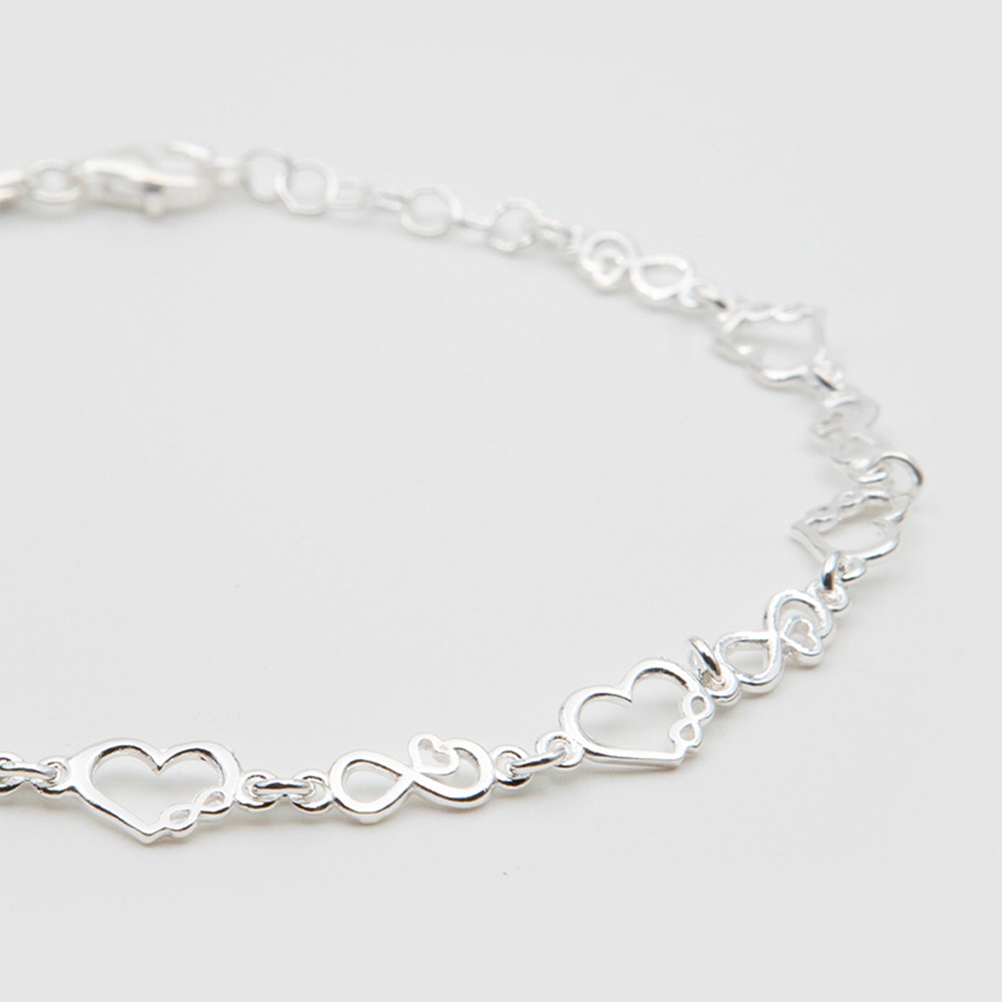 925 Silver Infinity &amp; Hearts Bracelet