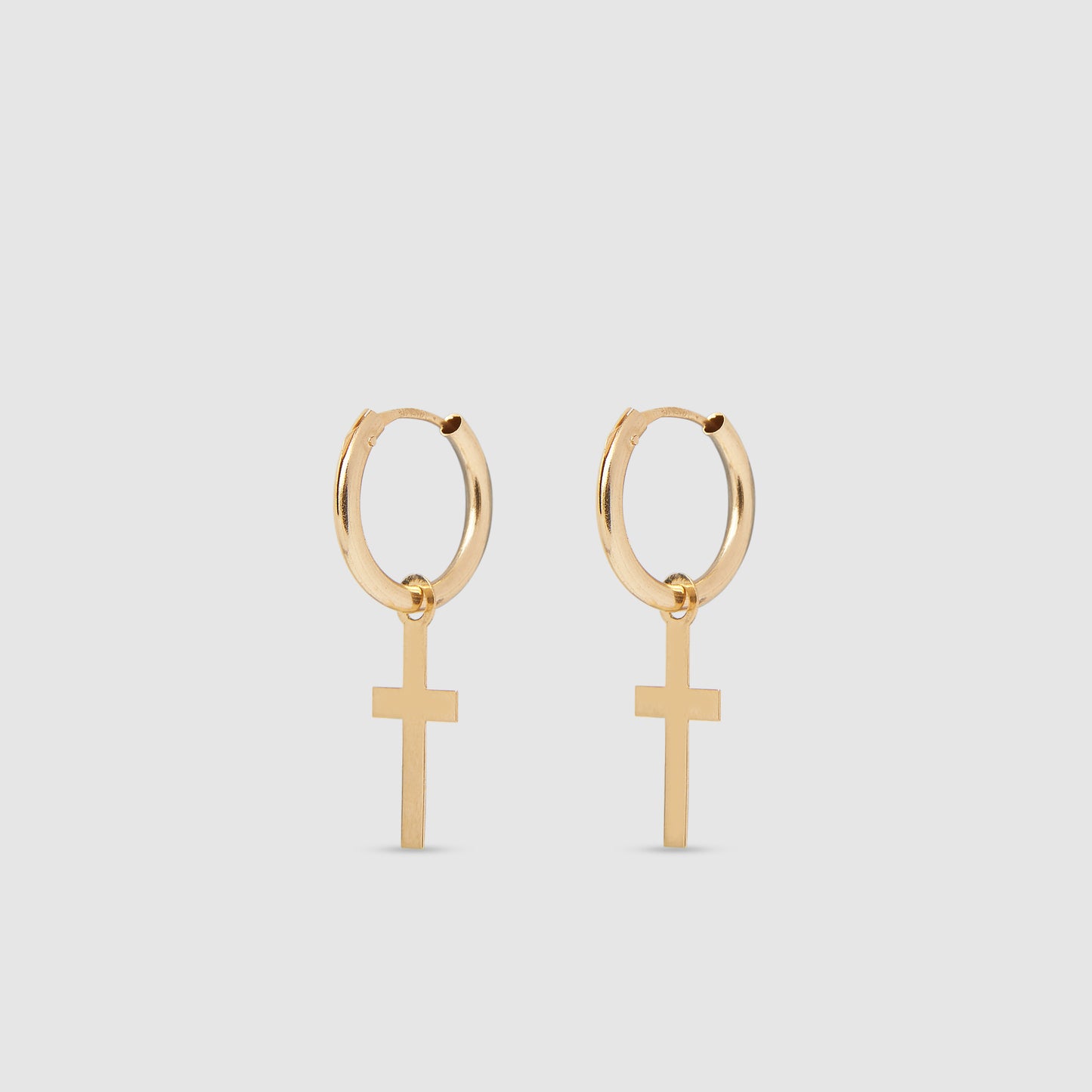 Hoop earrings with cross 18K Gold