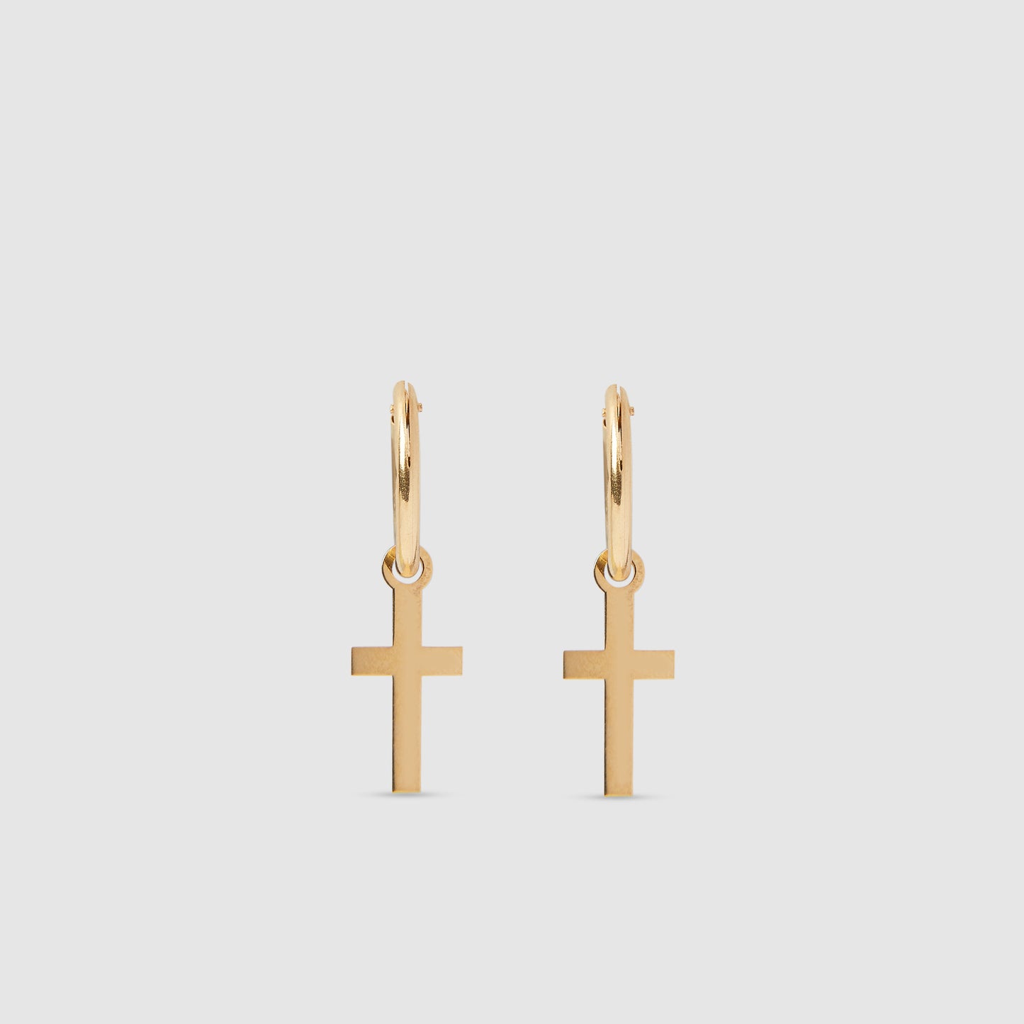 Hoop earrings with cross 18K Gold