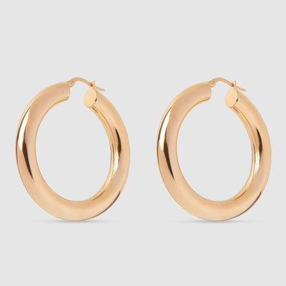 18K Gold Thick Hoop Earrings