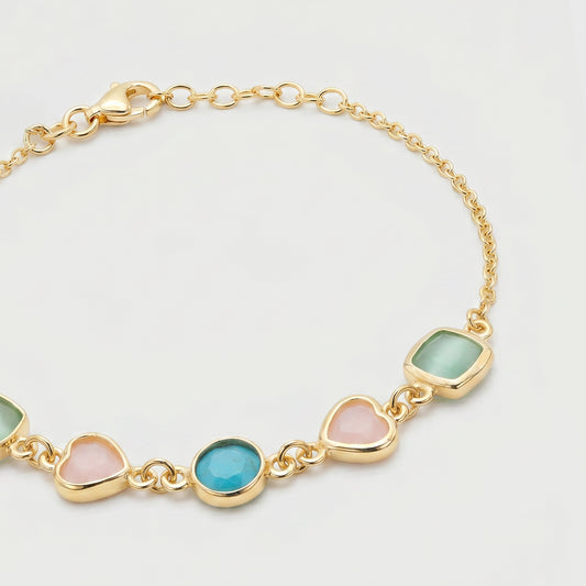 Pulsera piedras verdes y rosas