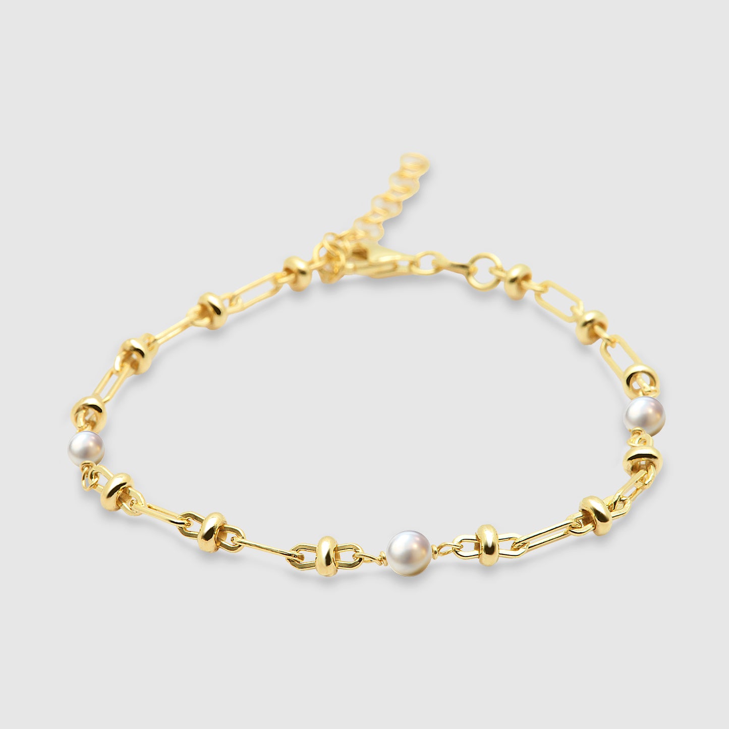 Pulsera `Pearl Bows´ Plata dorada perla