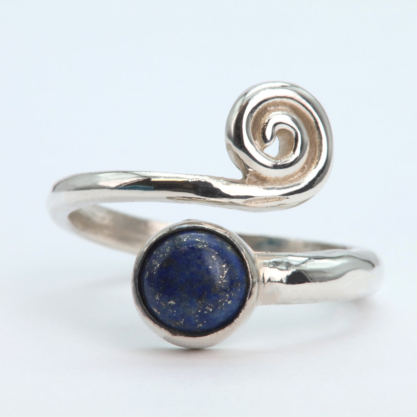 Anillo espiral plata 925 piedra azul