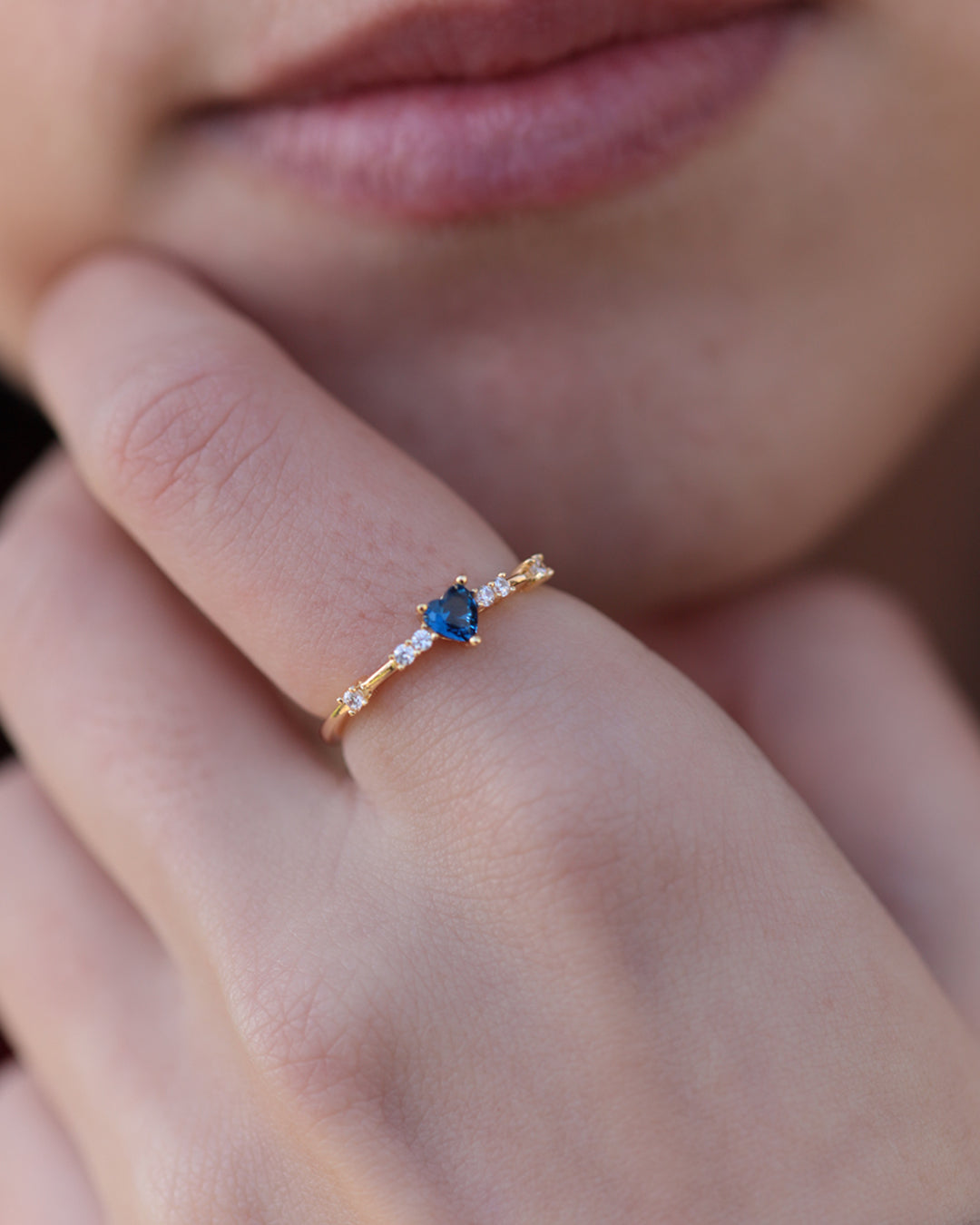 Anillo Plata 925 Baño Oro & Piedra Azul