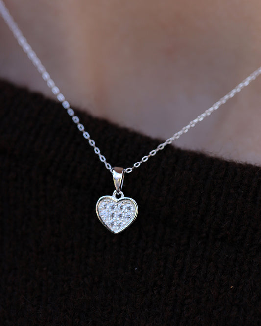 Gargantilla Corazon Plateado Plata 925 & Circonitas