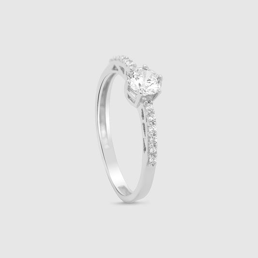 Anillo Oro Blanco 18K circonitas