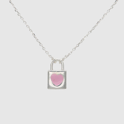 Gargantilla corazón rosa candado Plata 925