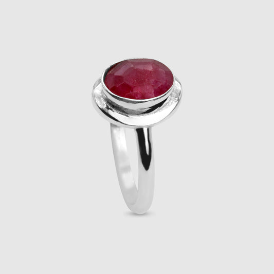 Anillo Plata 925 Piedra Roja