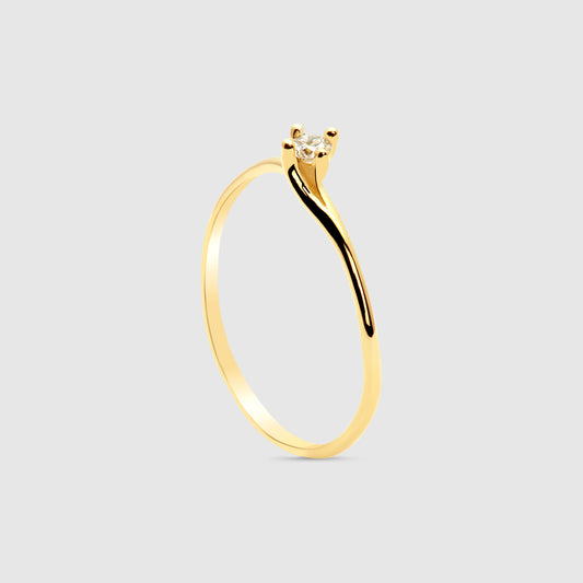 Anillo Solitario Oro 18K y Brillante