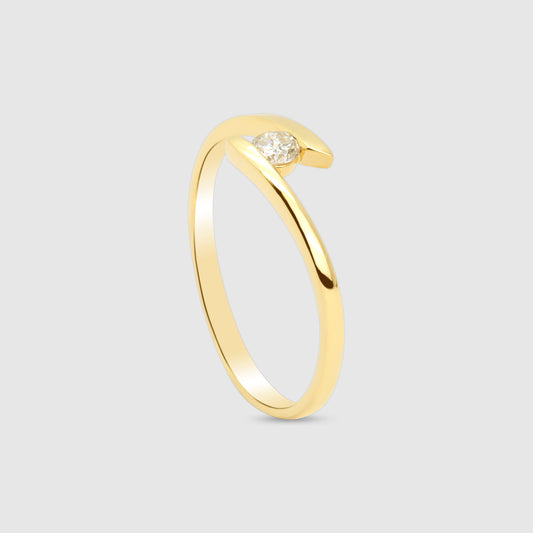 Anillo Solitario Oro 18K y Brillante