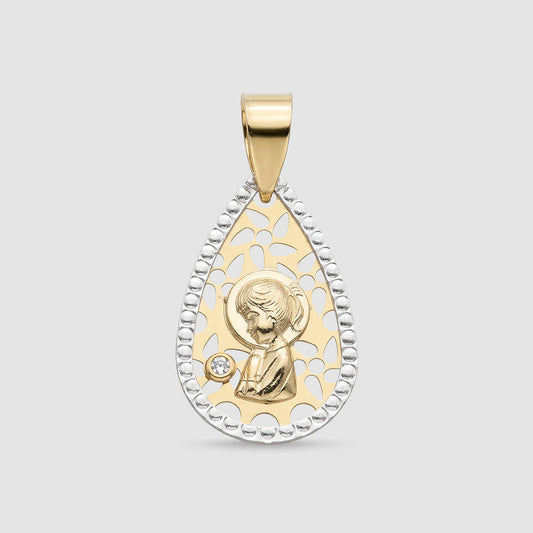 Medalla Bicolor virgen niña Oro 18K