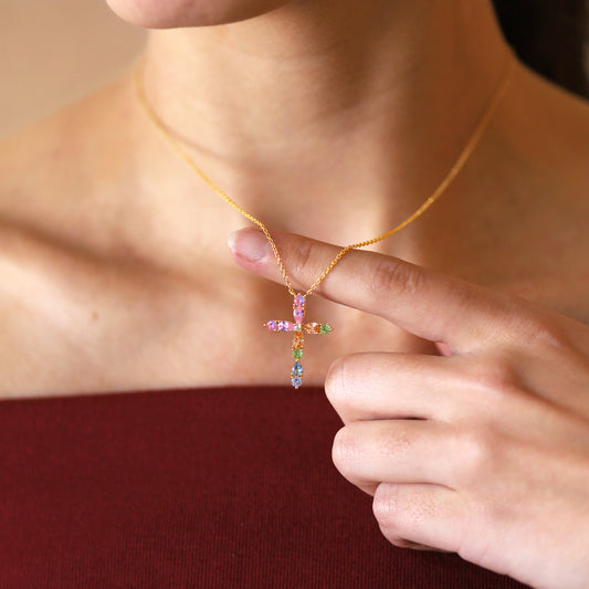 Gargantilla Croix Plata 925 Multicolor