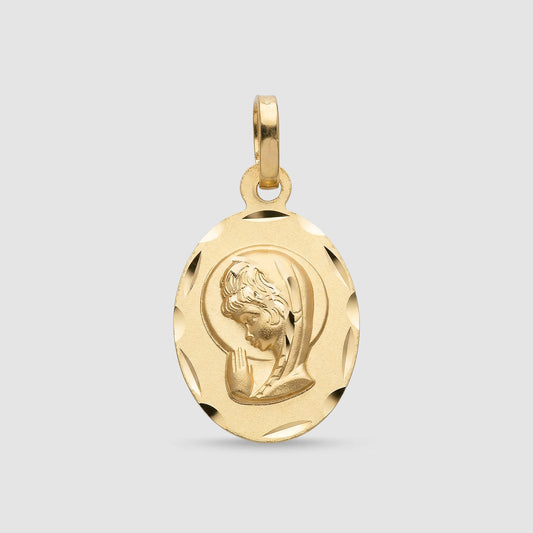 Medalla Ovalada Virgen Niña  Oro 18K