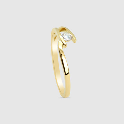 Anillo Solitario Oro 18K y Brillante