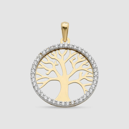 Colgante Arbol de la Vida Bicolor Oro 18K & Circonitas