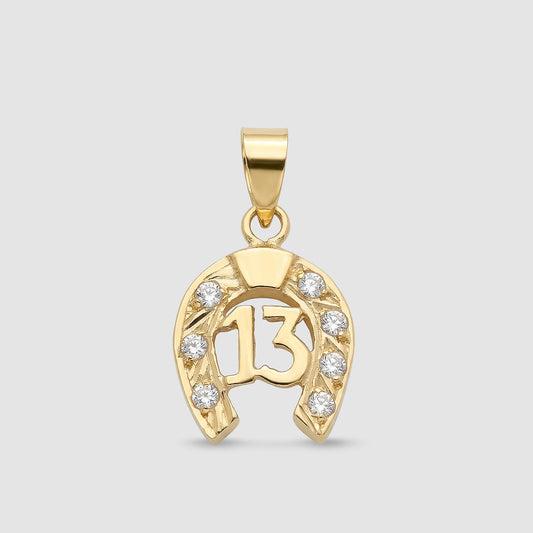 Colgante Herradura "13" Oro 18K & Circonitas