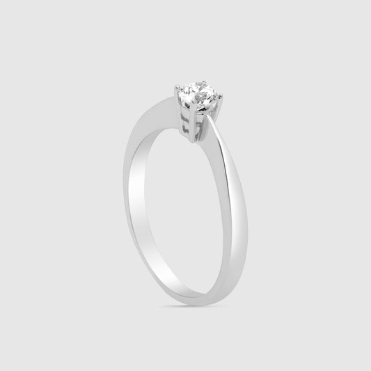 Anillo Solitario Oro Blanco 18K y Brillante