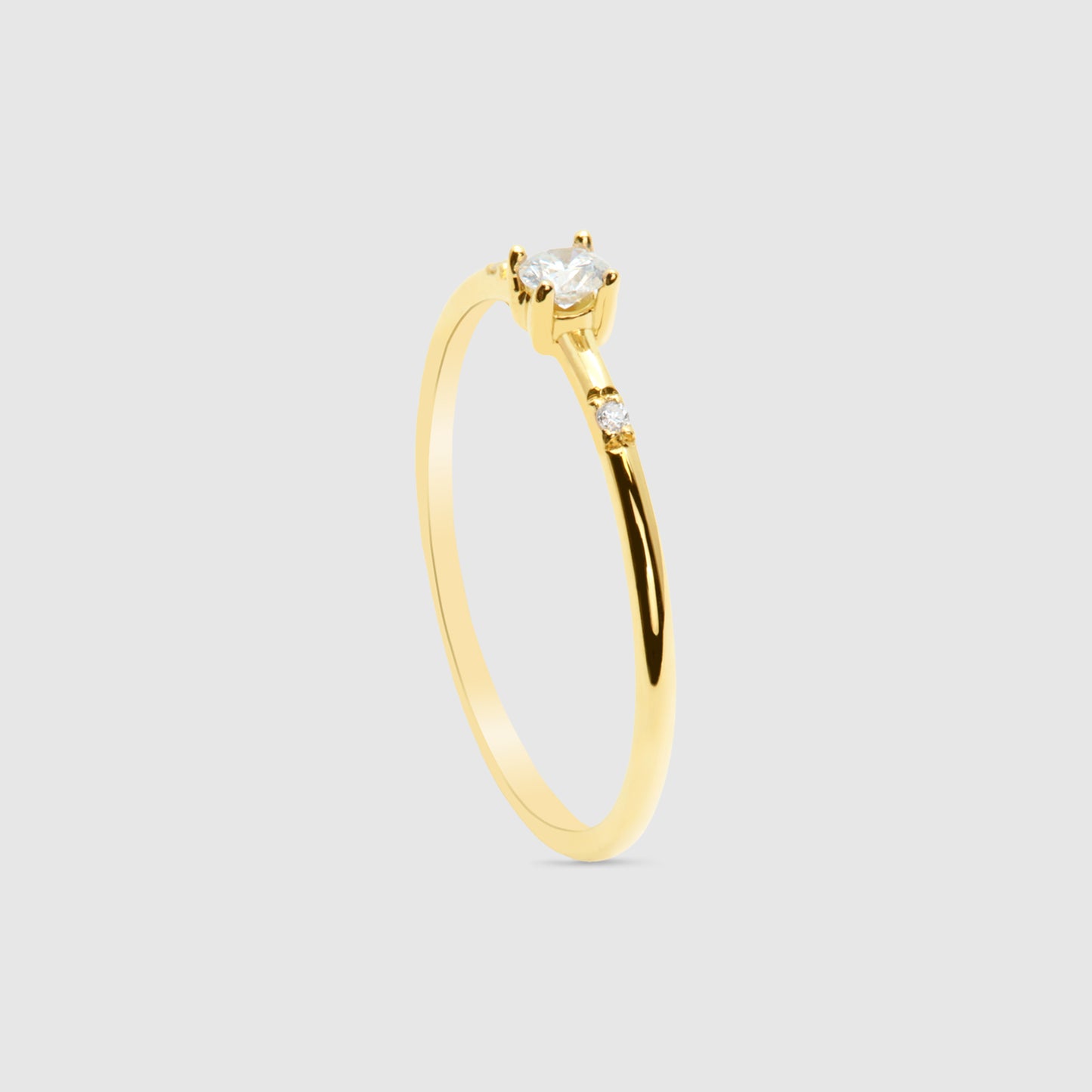 Anillo Solitario Oro 18K y Brillantes.