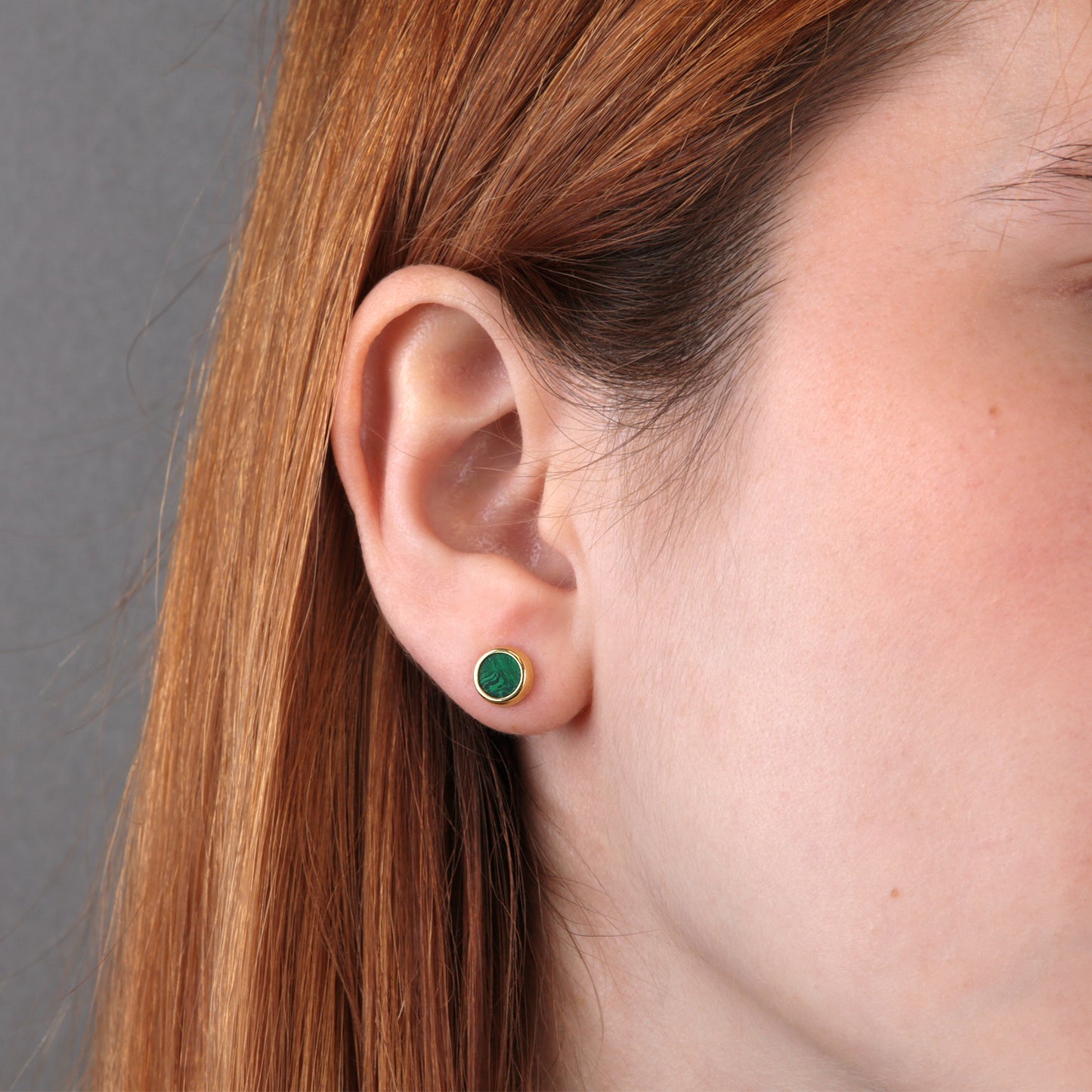 Pendientes Oro 18K Malaquita Circle