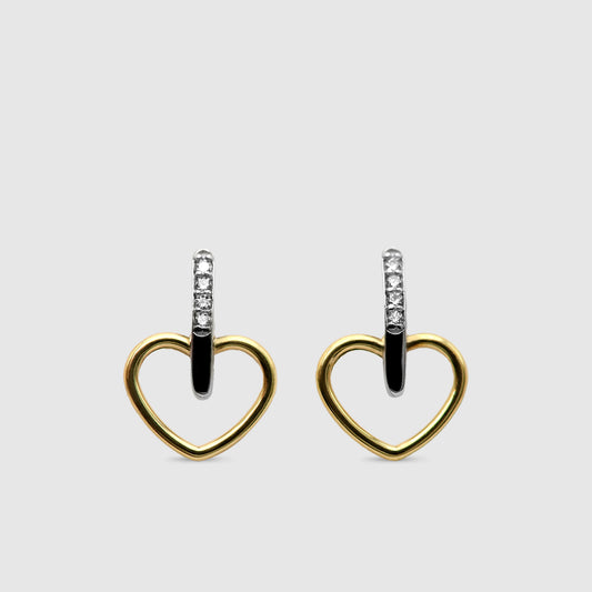 Pendientes corazones Oro 18K & Circonitas