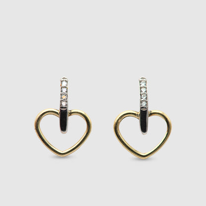 Pendientes corazones Oro 18K & Circonitas