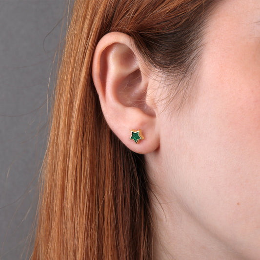 Pendientes Oro 18K Estrella Malaquita