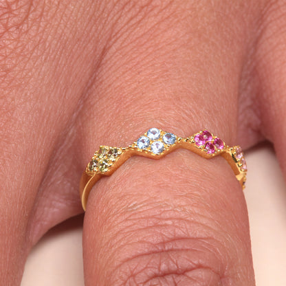 Anillo Oro 18K piedras multicolor