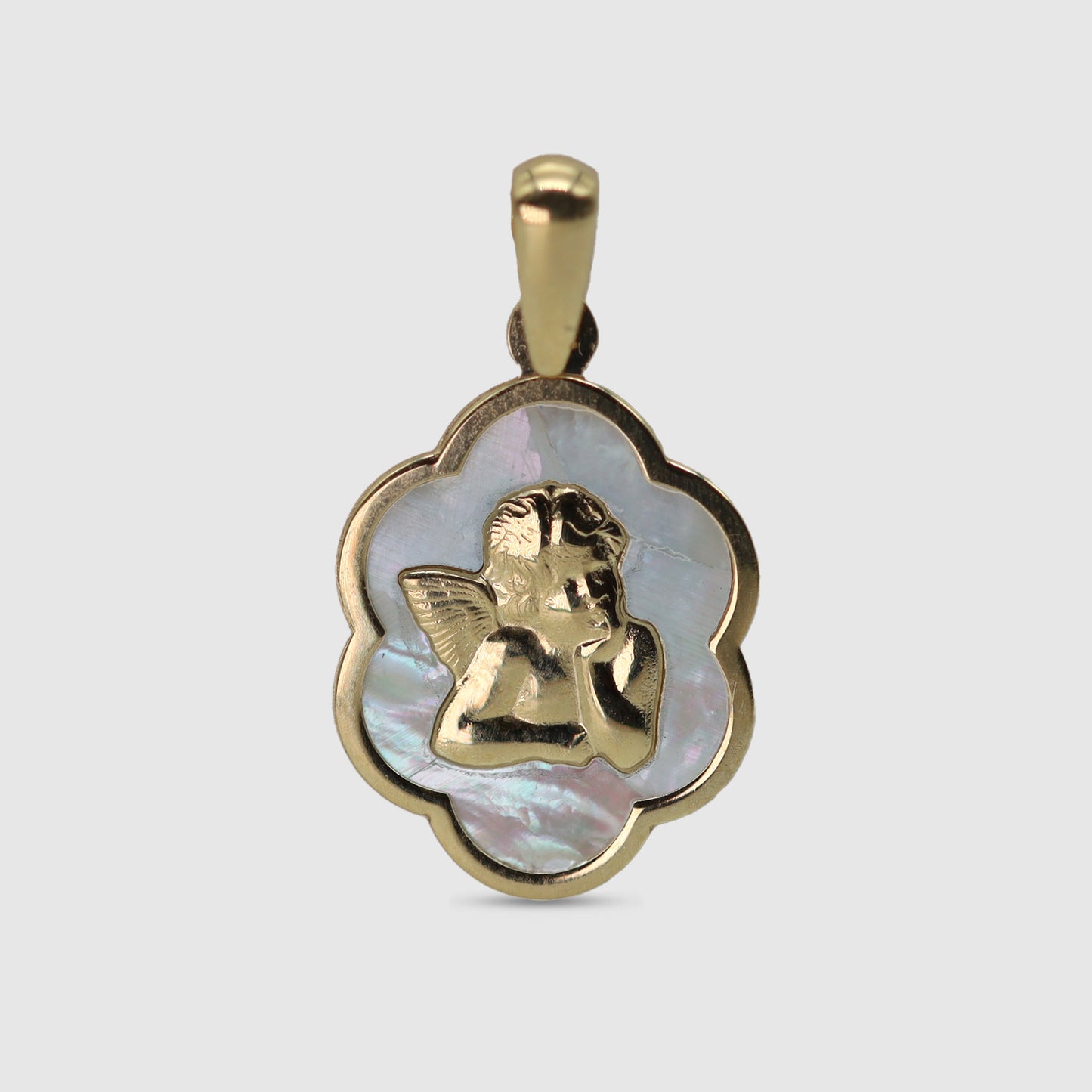 Mother of Pearl Guardian Angel Medal Pendant