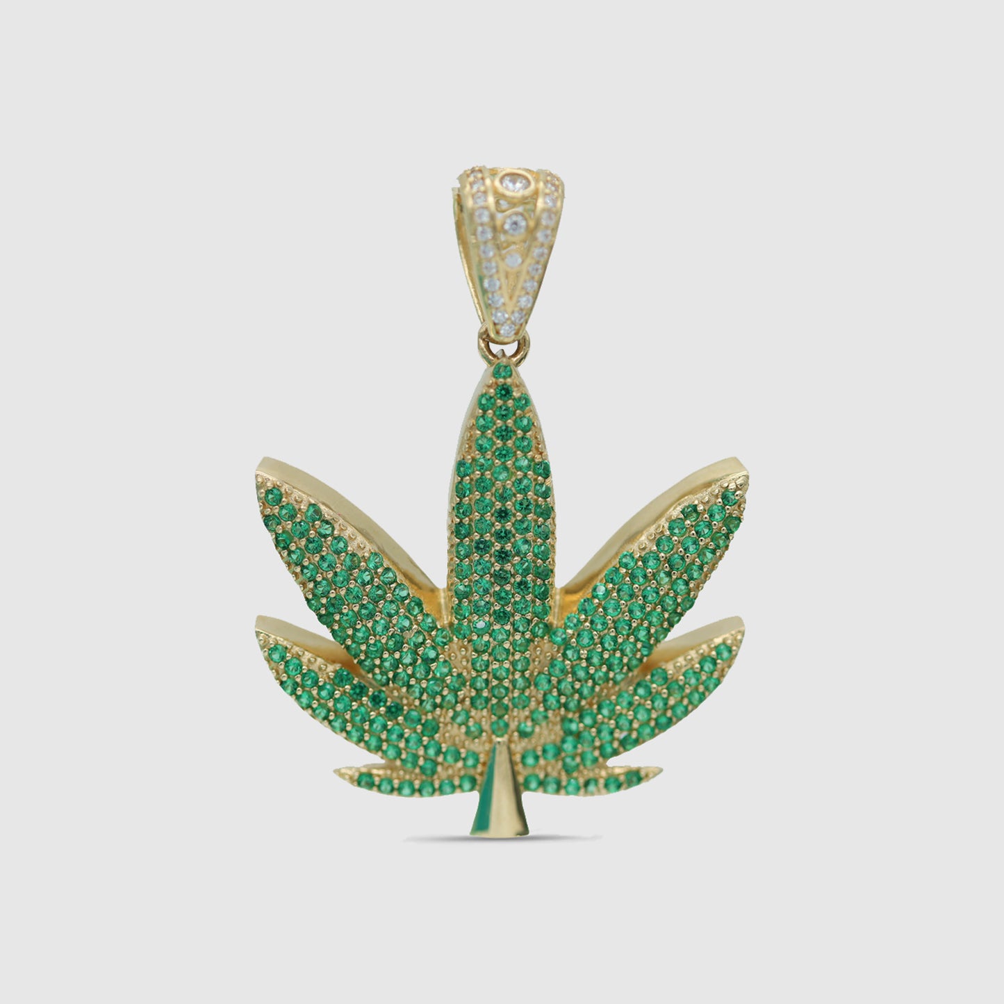 18K Gold Hemp Leaf Pendant