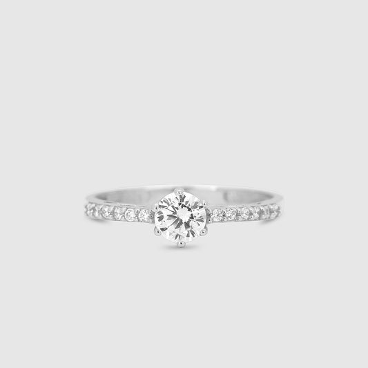 Anillo Oro Blanco 18K circonitas
