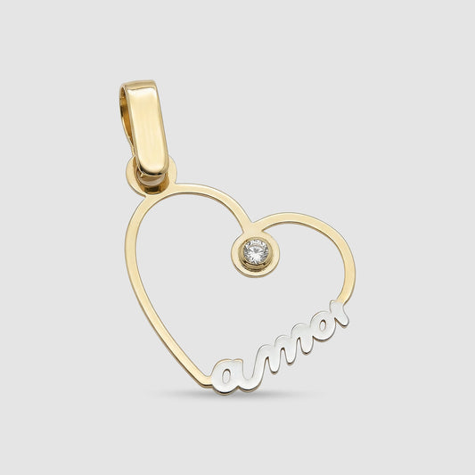 Colgante `amor´ Bicolor Oro 18K & Circonita
