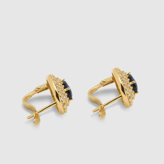 Pendientes Oro 18K Zafiro y Circonitas.