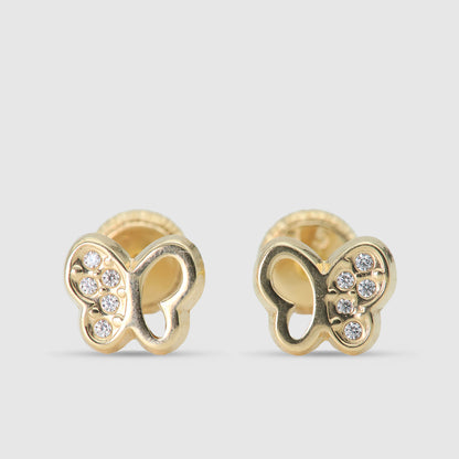 Pendientes Oro 18K & Circonitas Mariposa