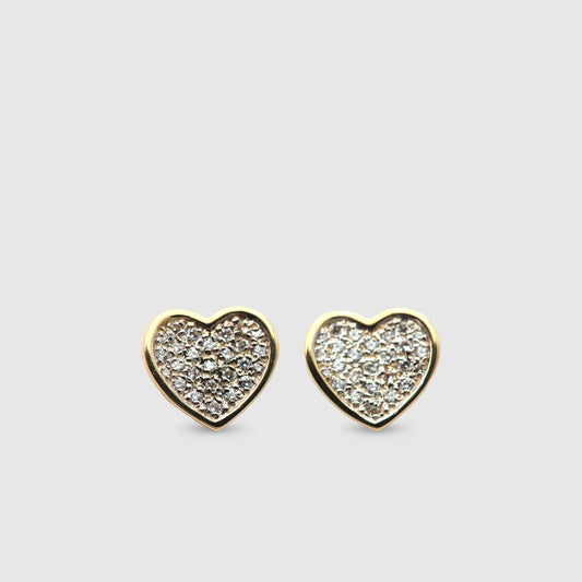 Valentine's Day Zircon Heart Earrings 18K Gold