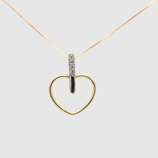 18K Gold Zircon Heart Choker