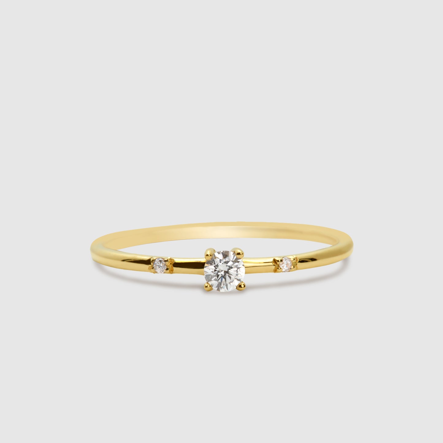 Anillo Solitario Oro 18K y Brillantes.