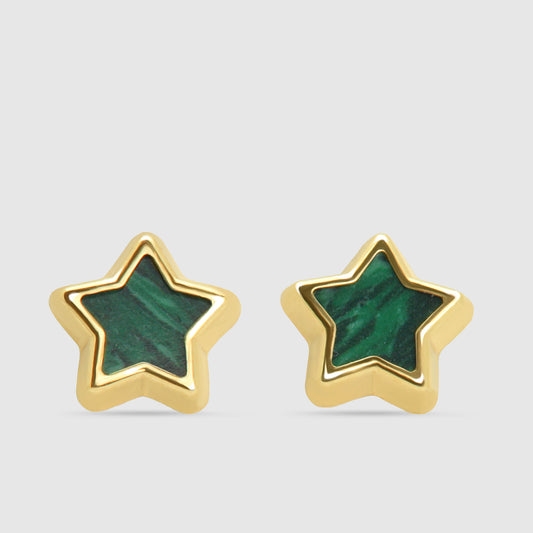 Pendientes Oro 18K Estrella Malaquita