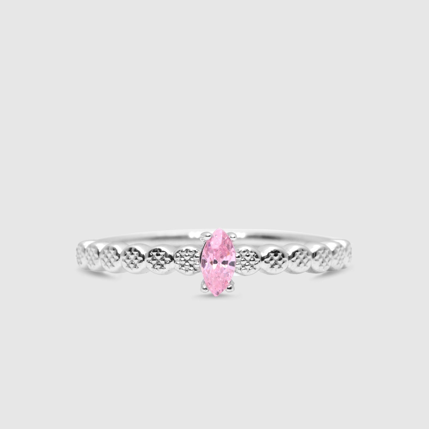 Anillo Oro Blanco 18K Rosa de Francia