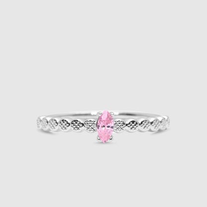 Anillo Oro Blanco 18K Rosa de Francia