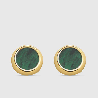 Pendientes Oro 18K Malaquita Circle