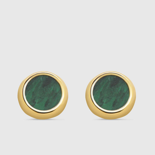 Pendientes Oro 18K Malaquita Circle