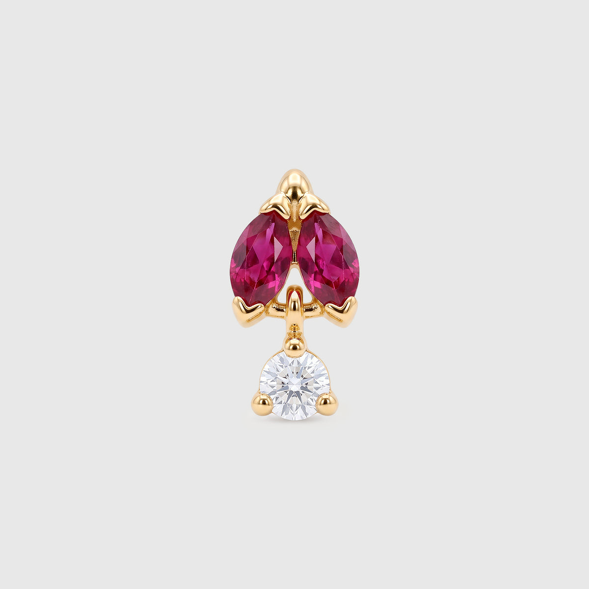 Pendiente Suelto Oro 18K & Piedra Roja