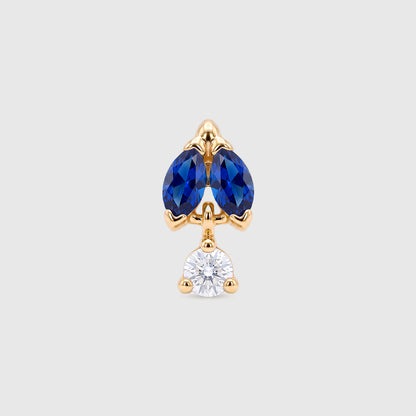 Pendiente Suelto Oro 18K & Piedra Azul