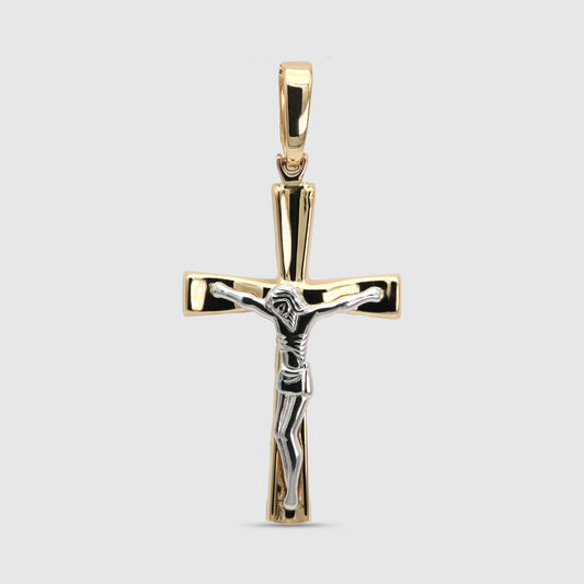 Two-tone 18K Gold Cross of Christ Pendant